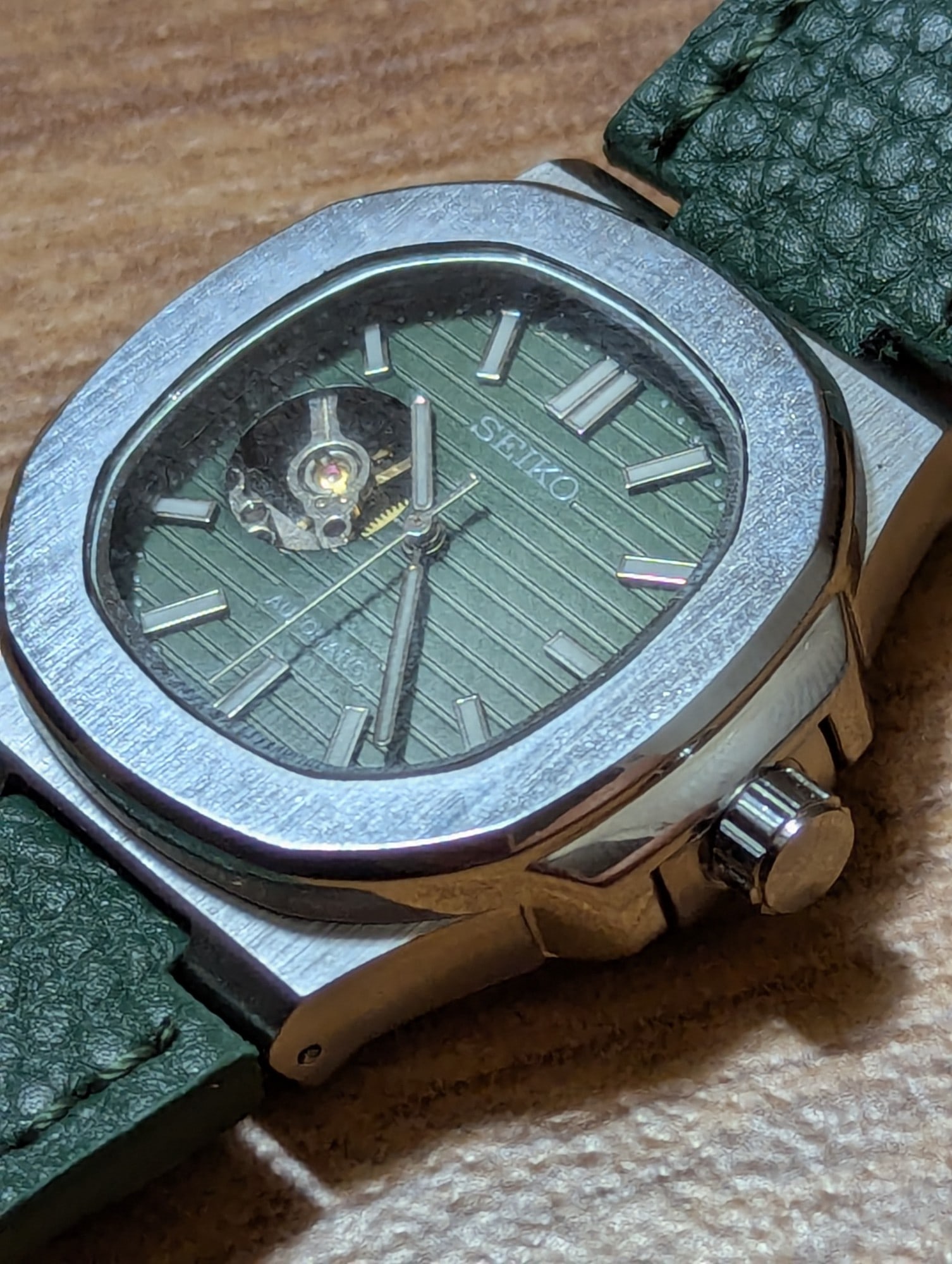 Seiko Automatic Open Heart — Green Dial Sports-Luxury Watch - 2