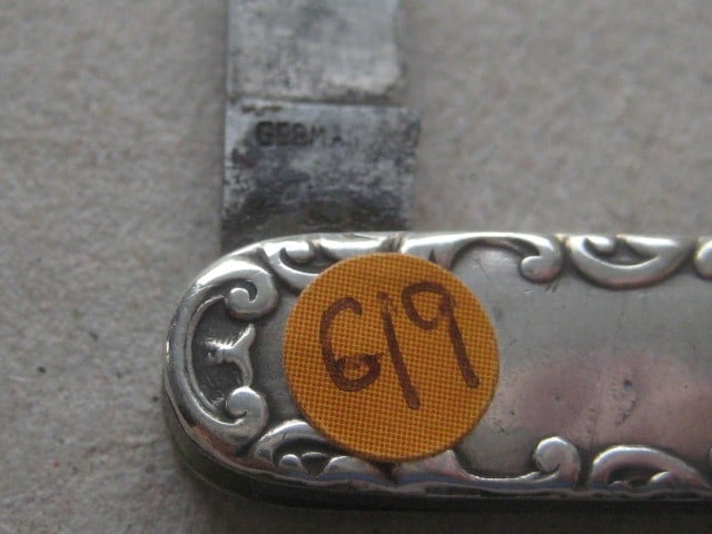George V Silver Hafted Twin Steel Bladed Folding Penknife - 5