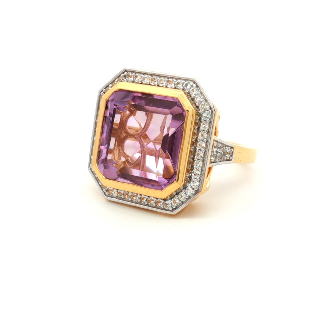 Title: HRD Certified Pink Amethyst & White Topaz Ring – 925 Sterling Silver Description: A fin - 6