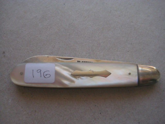 Rare Edwardian Mother of Pearl Hafted Saw Silver Bladed Folding Fruit Knife - 11