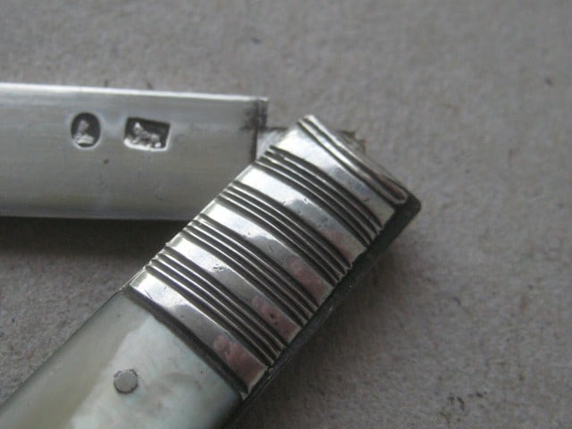 George III Mother of Pearl Hafted Silver Bladed Folding Fruit Knife - 5