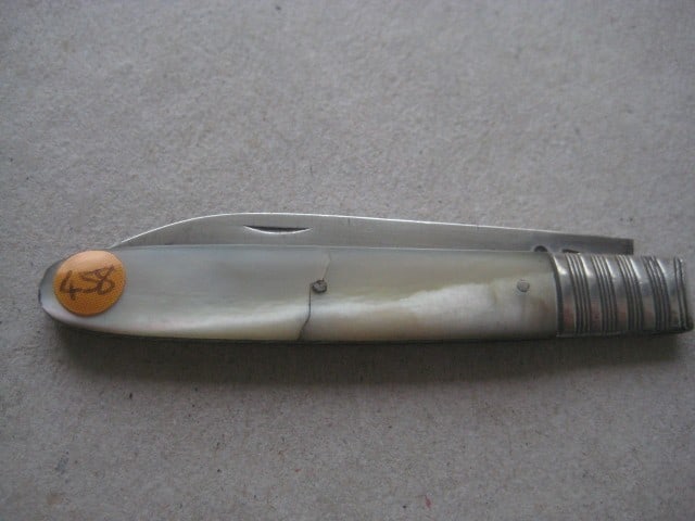 George III Mother of Pearl Hafted Silver Bladed Folding Fruit Knife - 9