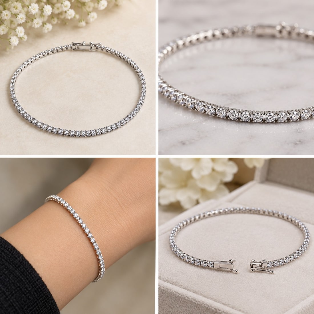 Sparkling Silver-Tone Crystal Bangle Bracelet – 5 cm Diameter: Title: Sparkling Silver-Tone Crystal Bangle Bracelet – 5 cm Diameter Description: Elegant silver-tone bangle bracelet featuring a continuous row of sparkling clear stones for a bright and