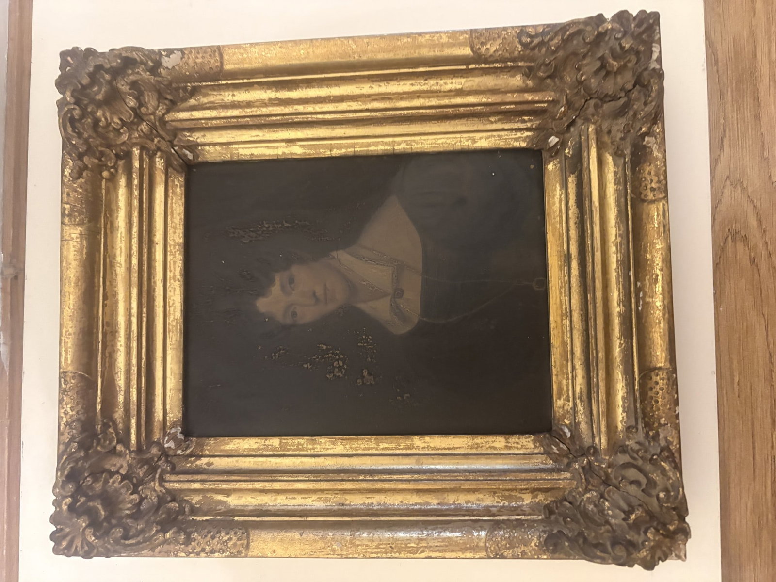19th Century English School, Half Length Portrait of A Lady Wearing A White Collared Black Gown: Title: 19th Century English School, Half Length Portrait of A Lady Wearing A White Collared Black Gown Description: Antique oil portrait painting dating 19 th century English school Half