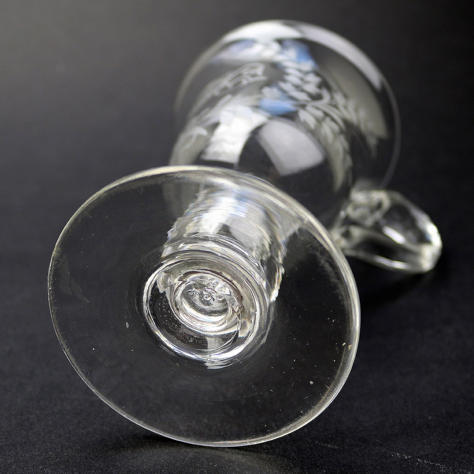 Title: An Unusual Antique Victorian Engraved Hollow Stem Glass Goblet 19thC Description: A very - 10