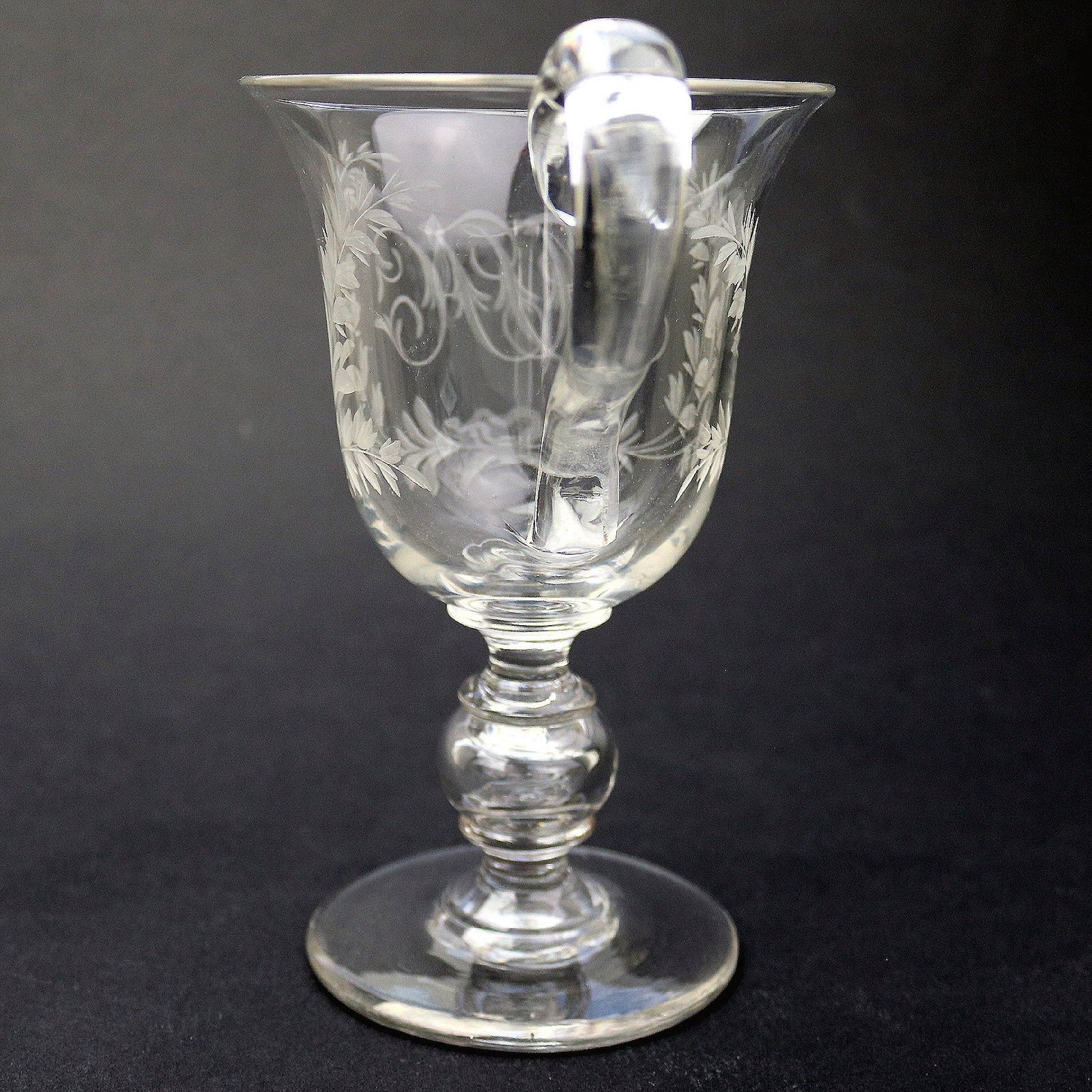Title: An Unusual Antique Victorian Engraved Hollow Stem Glass Goblet 19thC Description: A very - 8