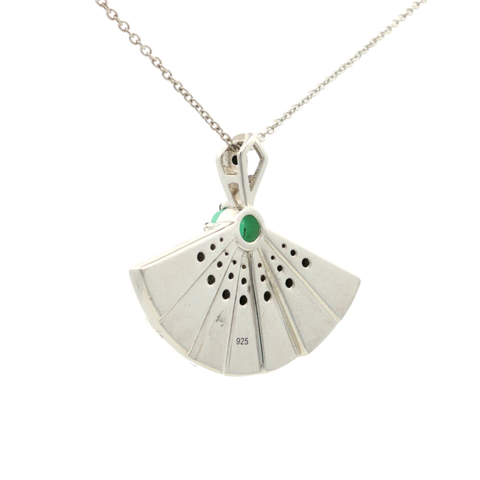 HRD Certified Sakota Emerald, Malachite & Black Spinel Pendant – 925 Sterling Silver - 3