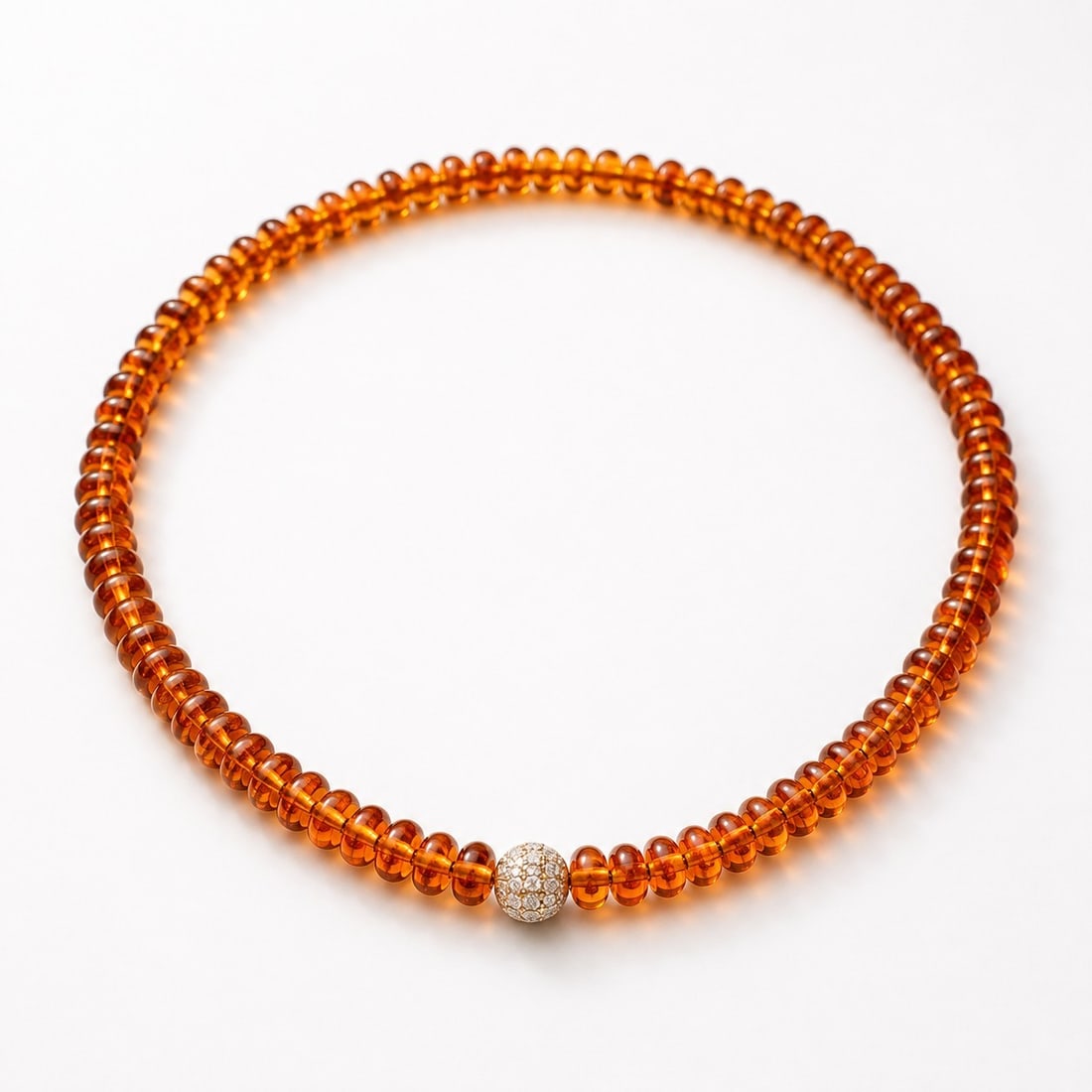 Amber-Coloured Bead Necklace with Decorative Crystal Bead (1 of 1)