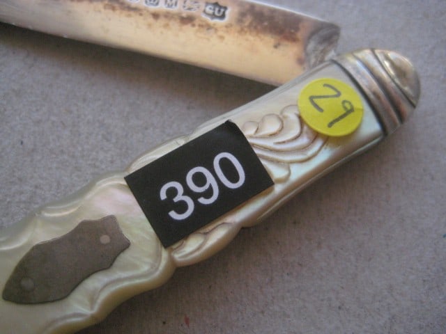 Victorian Mother of Pearl Hafted Silver Bladed Folding Fruit Knife - 5