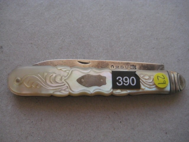 Victorian Mother of Pearl Hafted Silver Bladed Folding Fruit Knife - 9