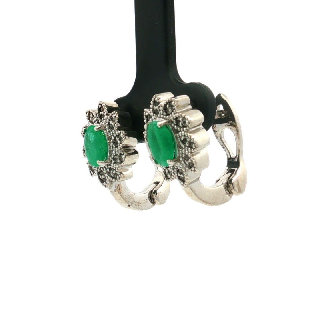 HRD Certified Sakota Emerald & White Topaz Earrings – 925 Sterling Silver - 5