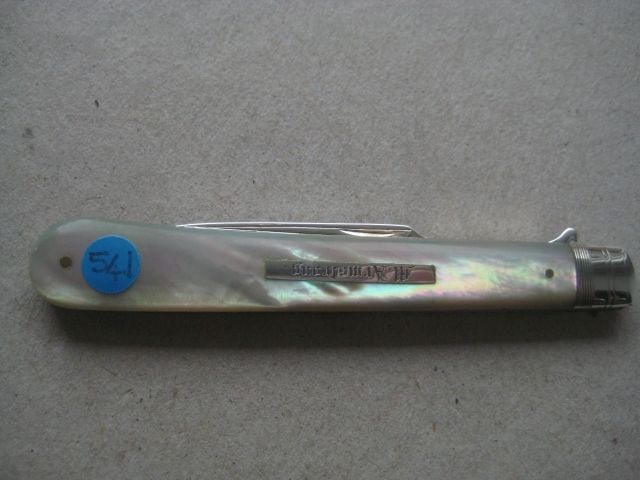 Victorian Mother of Pearl Hafted Matching Silver Bladed Folding Fruit Knife and Folding Fork - 17