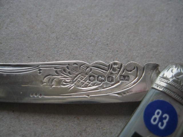 George V Mother of Pearl Hafted Silver Bladed Folding Fruit Knife - 4