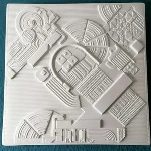 Sir Eduardo Paolozzi,CBE,RA (1924-2005) Mural Plaque, Abstract Architectural Biscuit Porcelain, 1...: Title: Sir Eduardo Paolozzi,CBE,RA (1924-2005) Mural Plaque, Abstract Architectural Biscuit Porcelain, 1978 Description: Sir Eduardo Paolozzi,CBE,RA(1924-2005) Rosenthal Mural Plaque, Abstract Arch