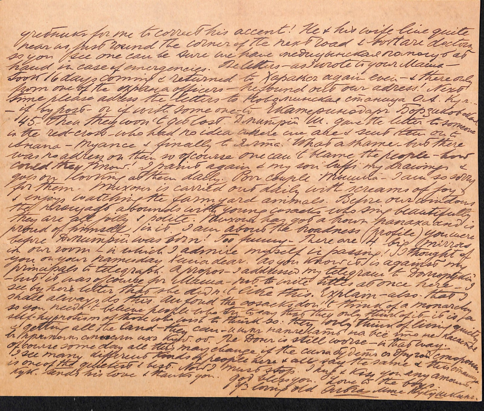 Title: Royalty Grand Duchess Olga Correspondence To Her Sister Grand Duchess Xenia 1916-1920 (1 of 20)