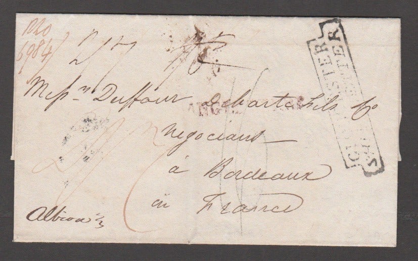Title: G.B. Ship Letters - Gloucester 1829 Description: Entire from Quebec to France carried by R: Title: G.B. Ship Letters - Gloucester 1829 Description: Entire from Quebec to France carried by “the Albion”, with “GLOUCESTER / SHIP LETTER”, detained in London until 2/7 post