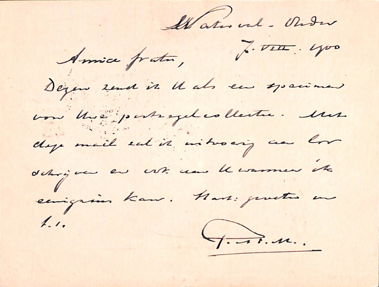 Title: Boer War 1900 (Aug 11) Description: Machadodorp 1d postcard commercially used from Waterval - 2