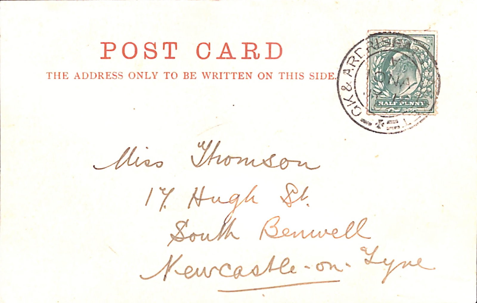 Title: G.B - Ship Letters - Greenock and Ardrishaig Packet 1903 (July 18) Description: Picture (1 of 2)