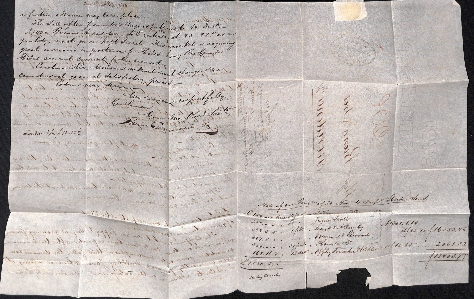 Title: G.B - Hampshire / London - Forwarding Agents 1834 (Nov 27) Description: Entire letter from - 4