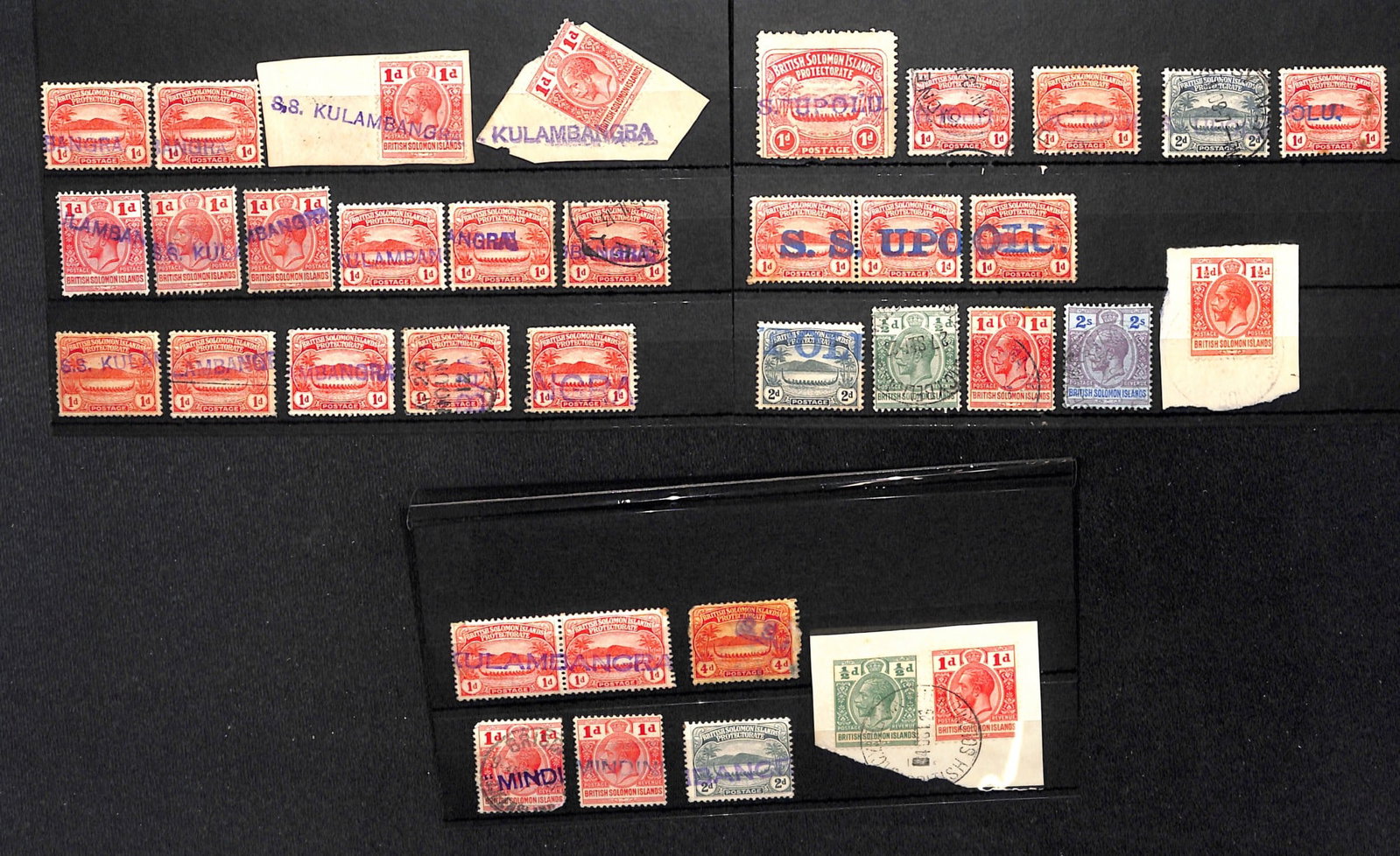 Title: British Solomon Islands 1907-24 Description: Stamps (31) and pieces (14) with ship cancels, (1 of 1)