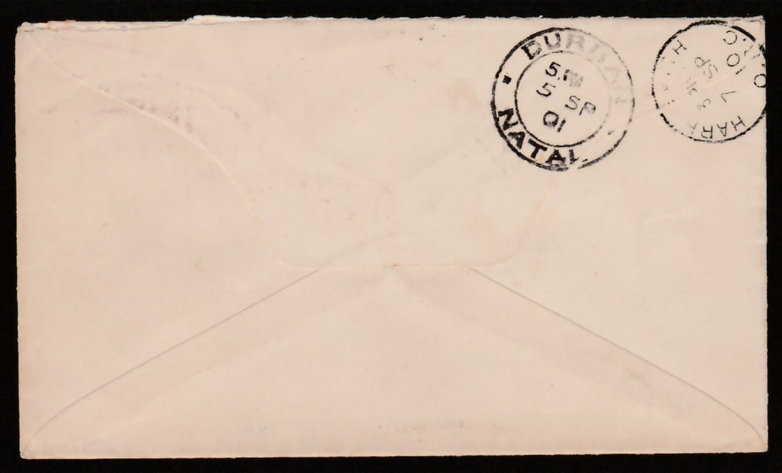 Title: Boer War / Zululand 1901 Description: Cover bearing two Natal 1/2d stamps each cancelled " - 2