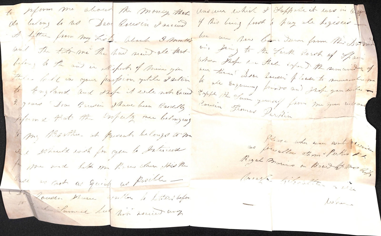 Title: G.B - Military / Cornwall 1839 (Nov. 1) Description: Entire letter written by Pte Thomas - 3