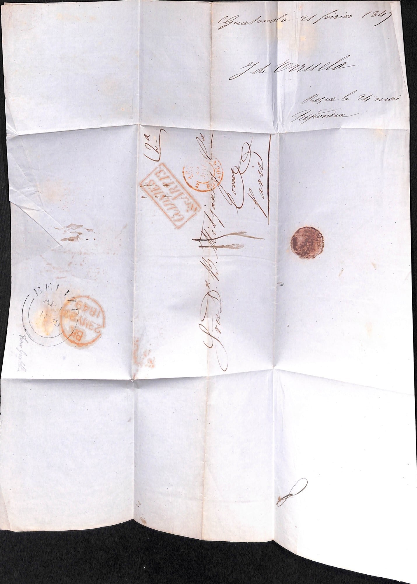 Title: British Honduras / Guatemala 1864 (Feb 20) Description: Entire letter from Guatemala to - 5