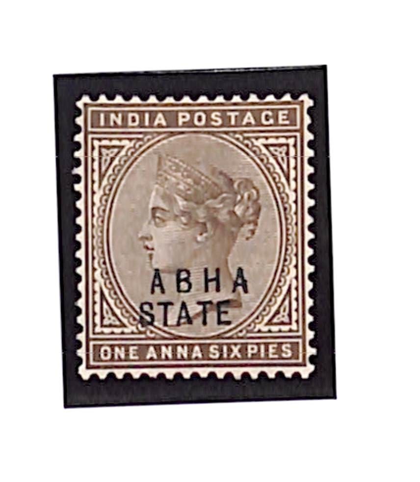 Title: I.C.S. Nabha 1885-1900 Description: 1885-1900 1a6p sepia, error 'ABHA', brilliant large: Title: I.C.S. Nabha 1885-1900 Description: 1885-1900 1a6p sepia, error 'ABHA', brilliant large part o.g. Occurred once per sheet, Oct. 1893 printing. Maximum of 50 possible, and very fine.