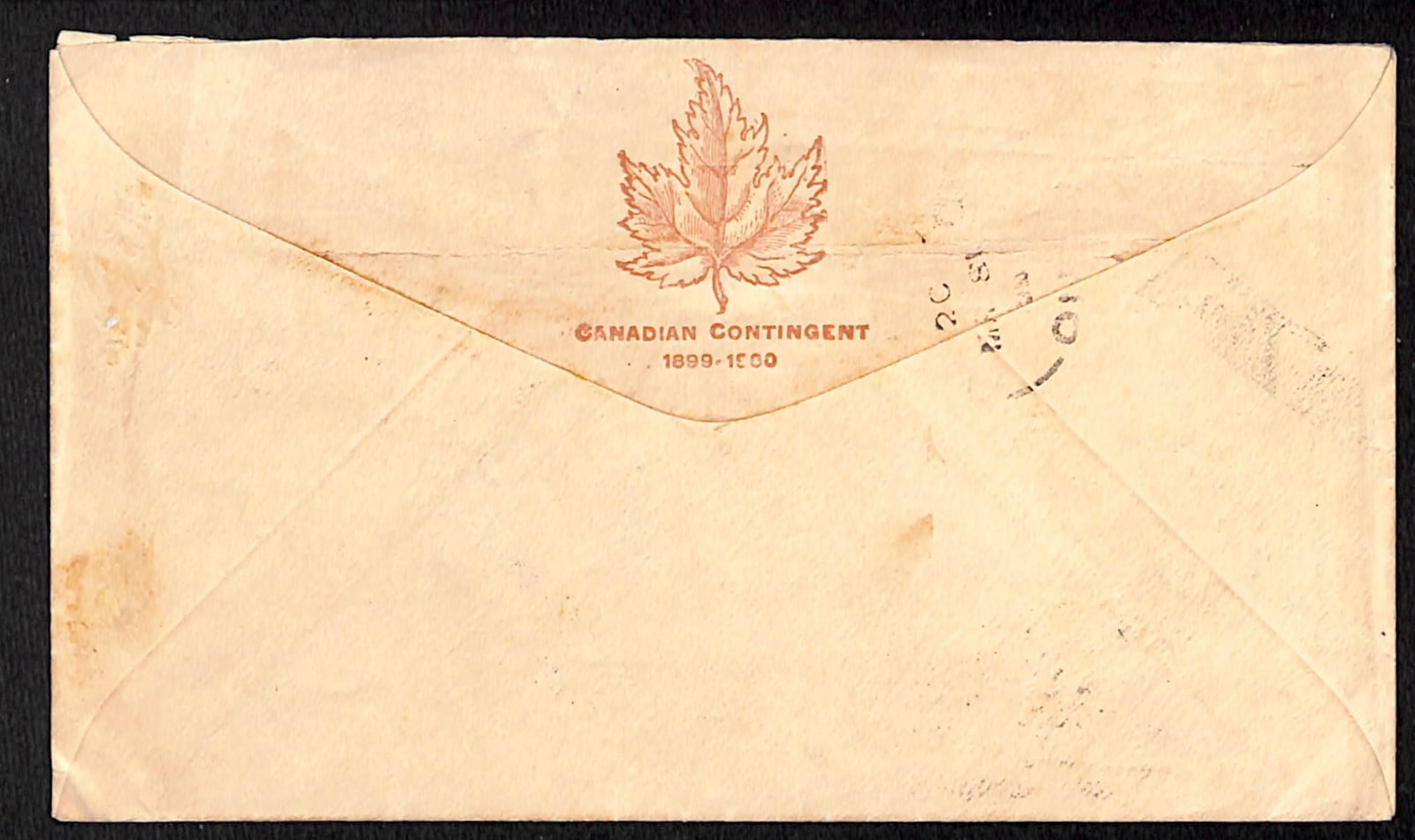 Title: Boer War 1900 Description: Stampless cover to Canada with a Maple Leaf and "CANADIAN - 2