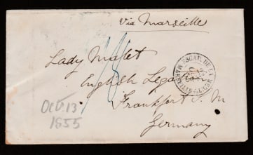 Title: GB - Crimean War 1855 Description: Stampless cover to Germany with, 'POST OFFICE / B / - 2