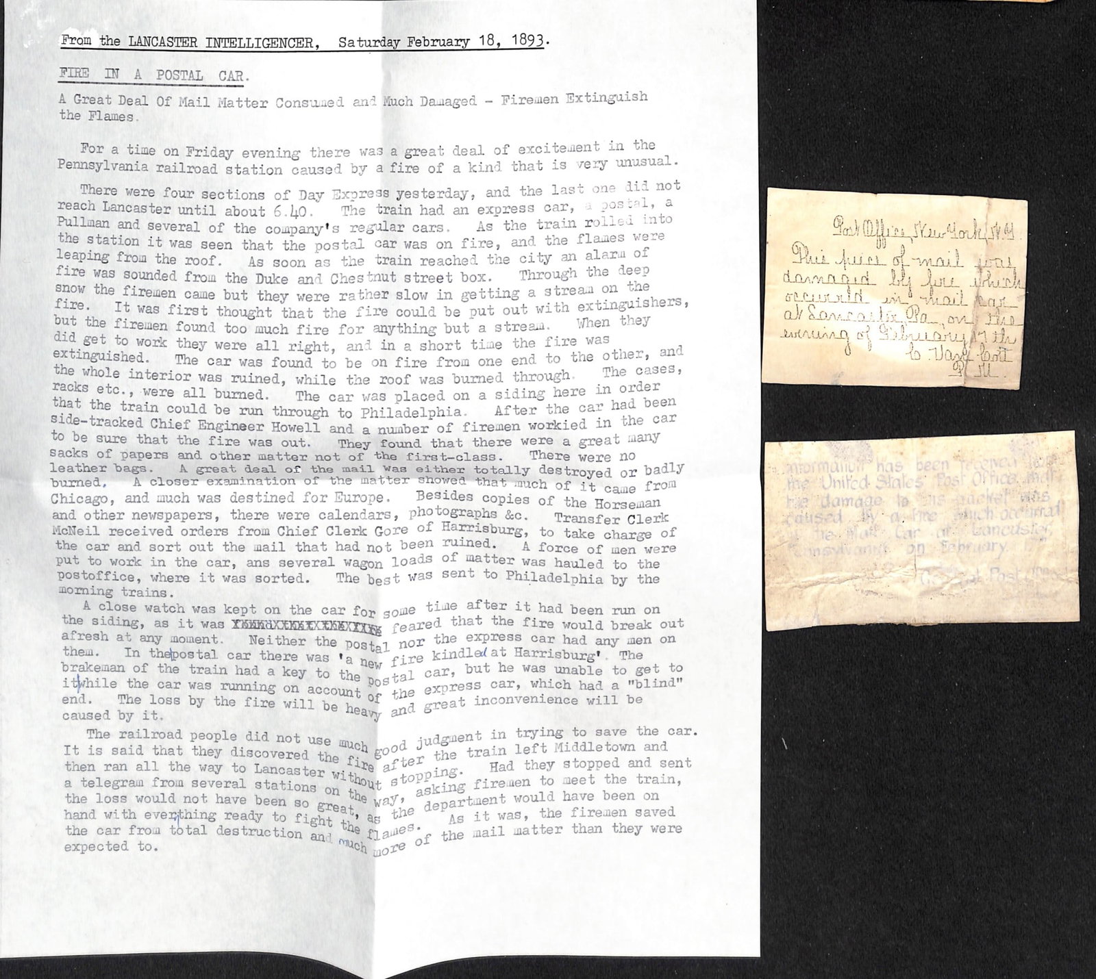 Title: Crash & Wreck Mail 1893 Description: Soiled front from the U.S.A. to England, the stamp - 2