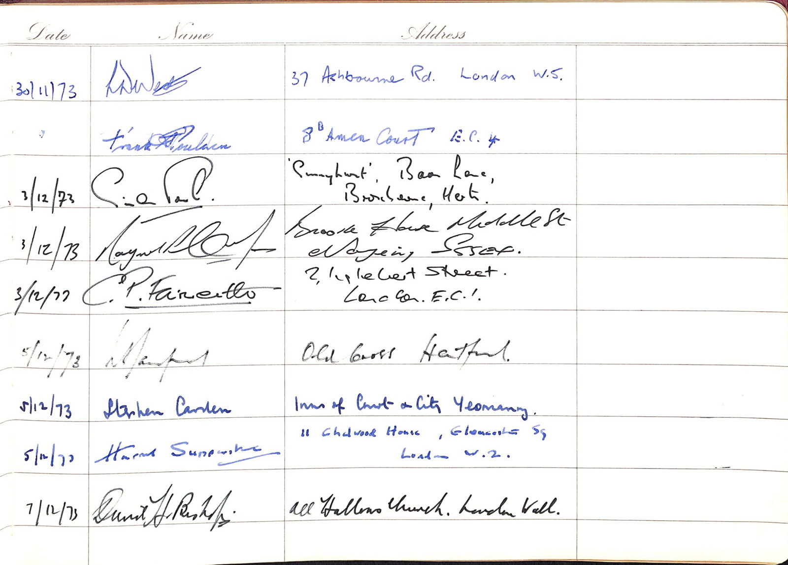 Title: Visitors Autograph Book Description: Lot Visitors Book 12 Downing Street 1973-1991 Supe - 10