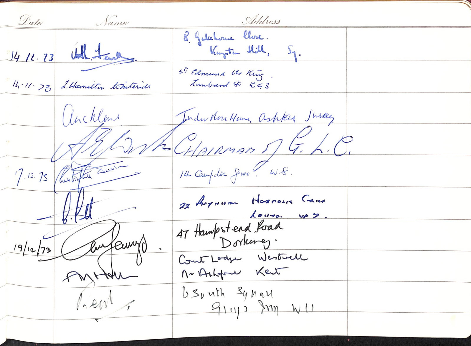 Title: Visitors Autograph Book Description: Lot Visitors Book 12 Downing Street 1973-1991 Supe - 12