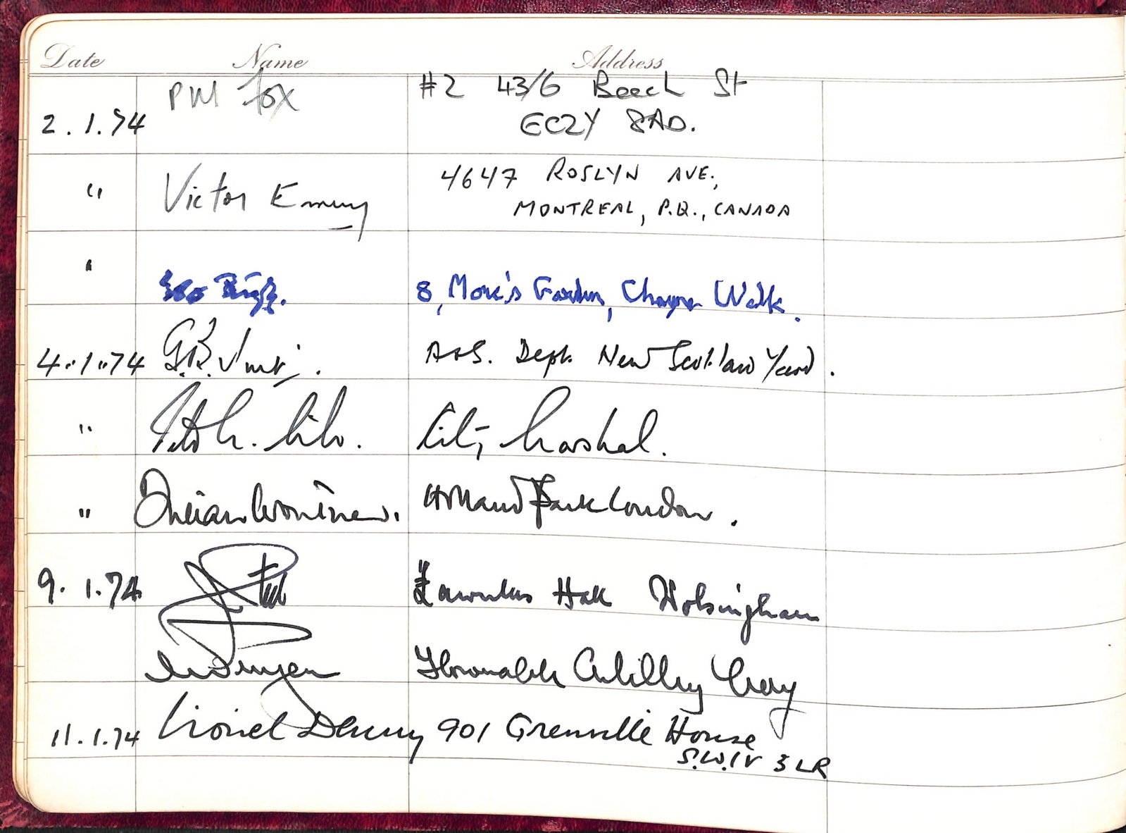 Title: Visitors Autograph Book Description: Lot Visitors Book 12 Downing Street 1973-1991 Supe - 13