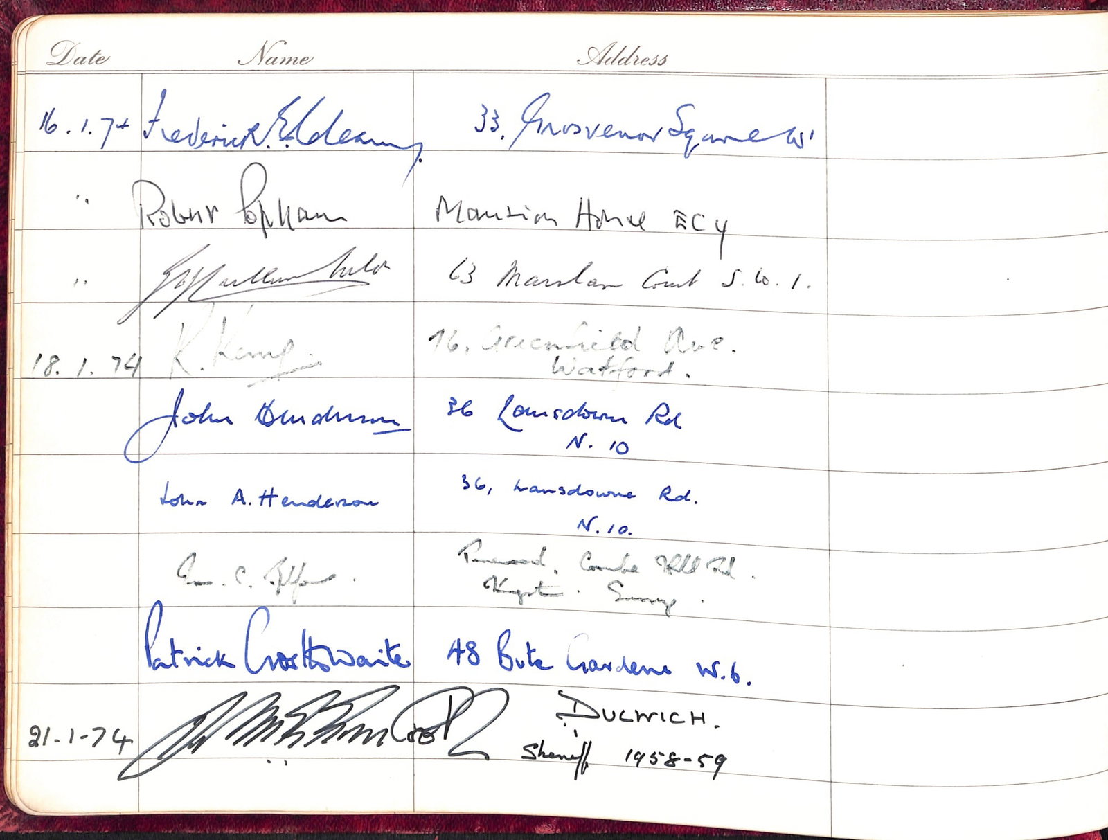 Title: Visitors Autograph Book Description: Lot Visitors Book 12 Downing Street 1973-1991 Supe - 15