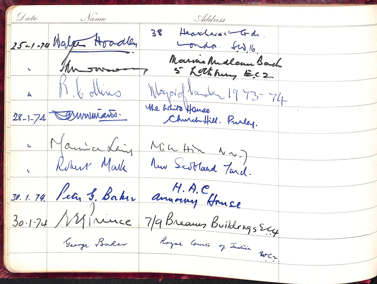Title: Visitors Autograph Book Description: Lot Visitors Book 12 Downing Street 1973-1991 Supe - 17