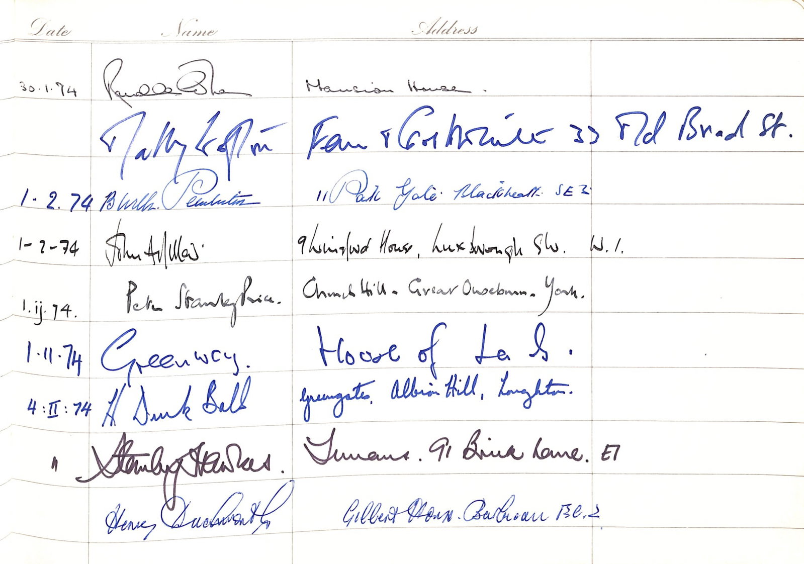 Title: Visitors Autograph Book Description: Lot Visitors Book 12 Downing Street 1973-1991 Supe - 18