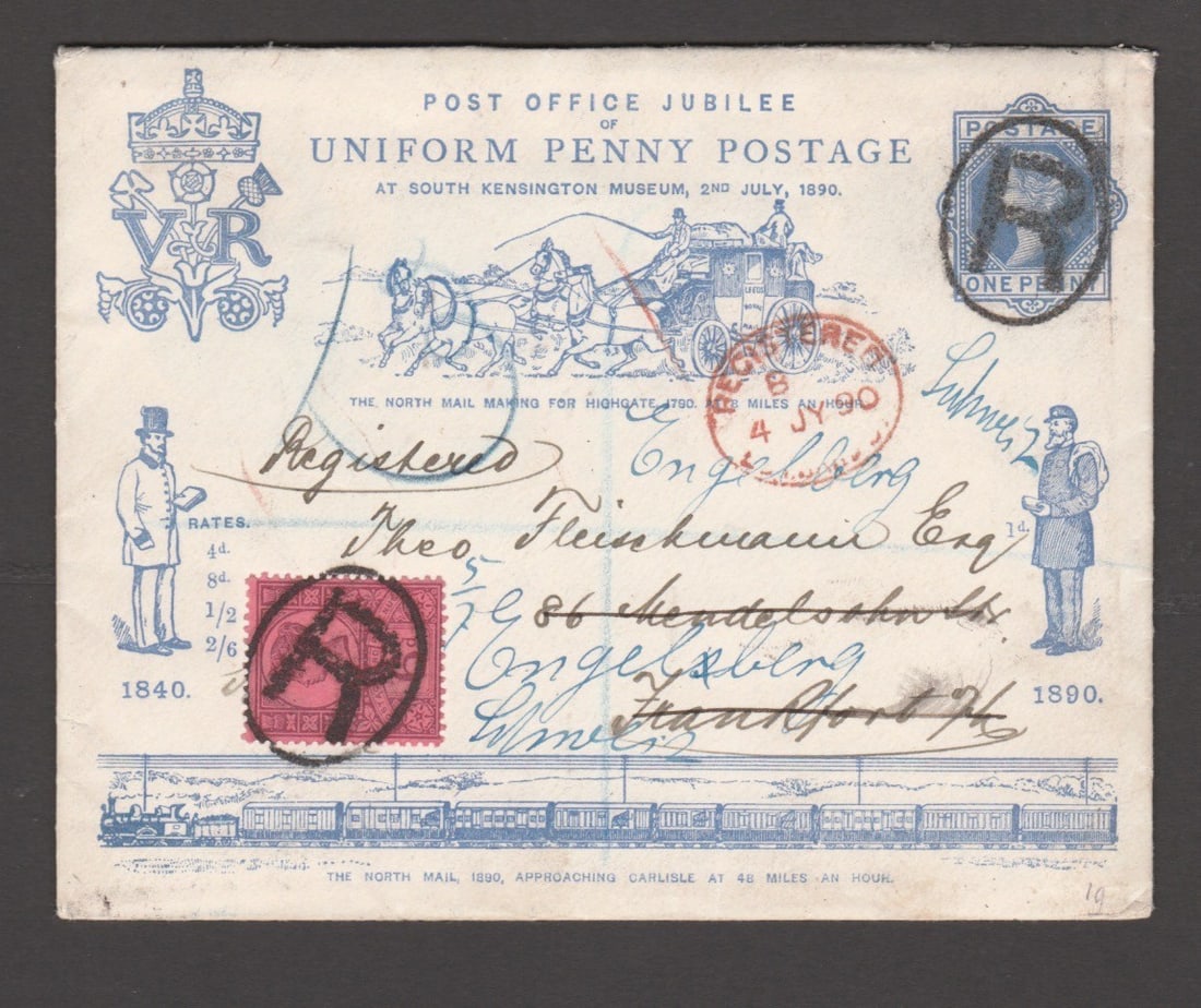Title: G.B. - Jubilee of Penny Postage 1890 Description: Penny Postage Jubilee 1d postal (1 of 2)