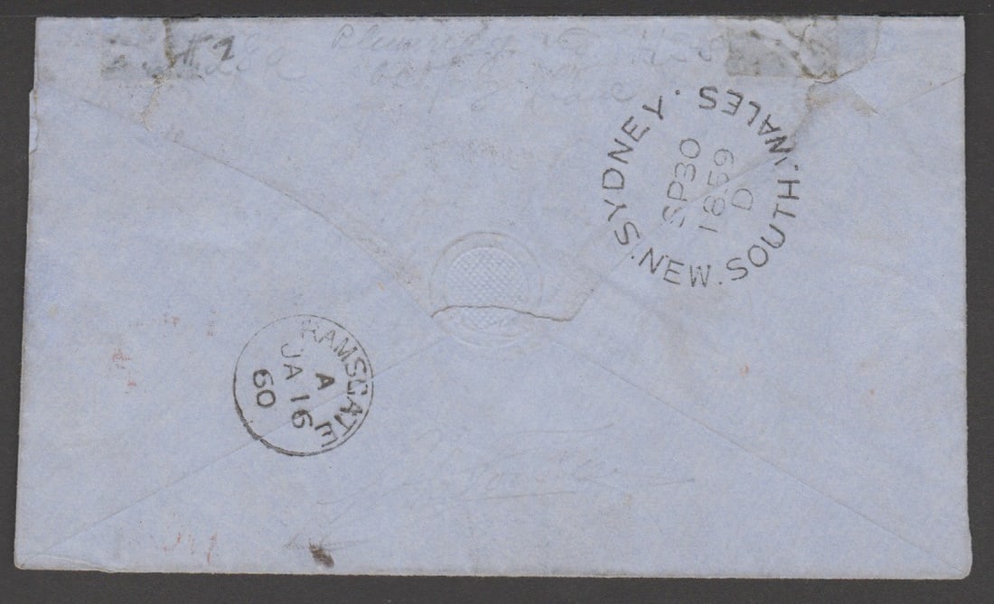 Title: Great Britain - Ship Letters - Ramsgate / New South Wales 1859 (Sep 30) Description: Cover - 2