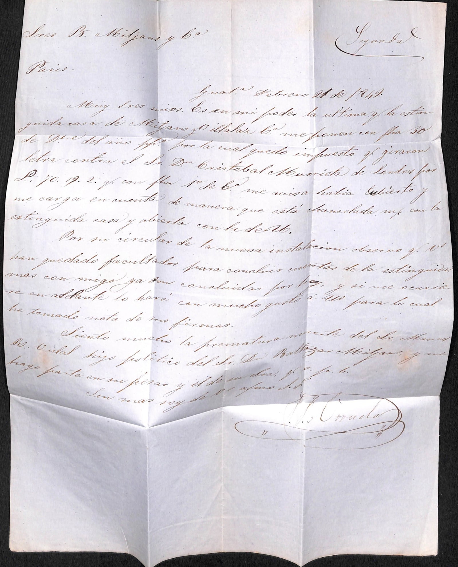 Title: Guatemala / British Honduras 1849 (Feb. 21) Description: Entire letter from Guatemala to - 3