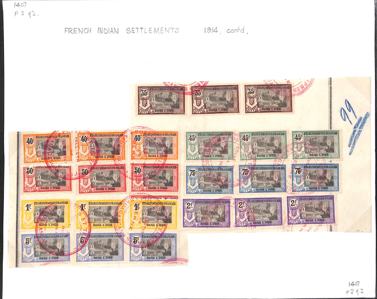 Title: French Indian Settlements Description: 1914 54 stamps, on 2 pages. Condition: Used Delivery - 2