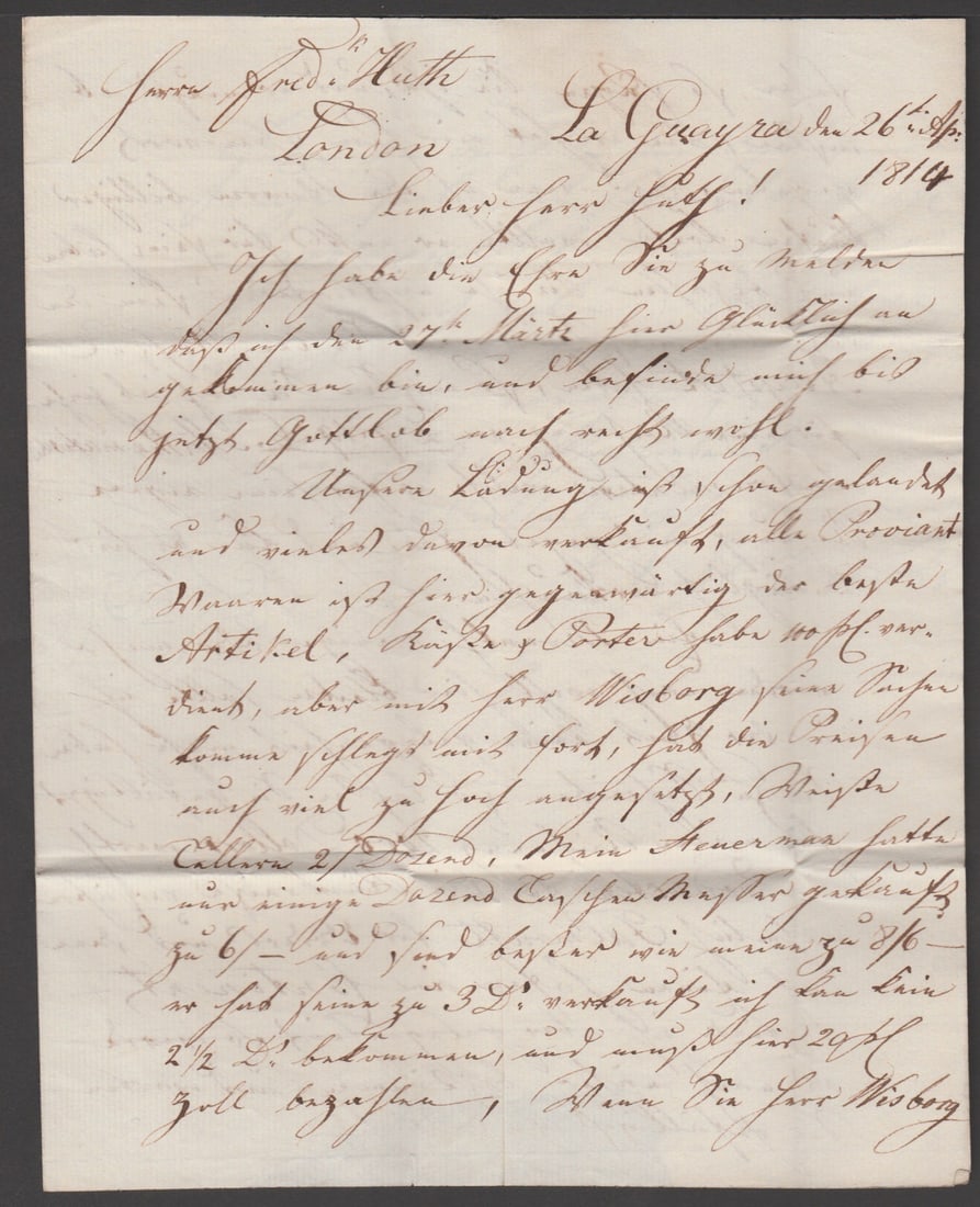 Title: Great Britain / Ship Letters / Ramsgate 1814 Description: Entire letter from La Guayra to - 7