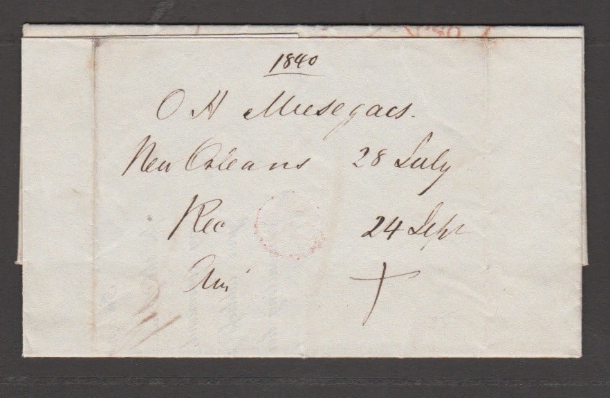 Title: Great Britain - Ship Letters 1940 Description: 1840 Entire letter from New Orleans to (1 of 5)