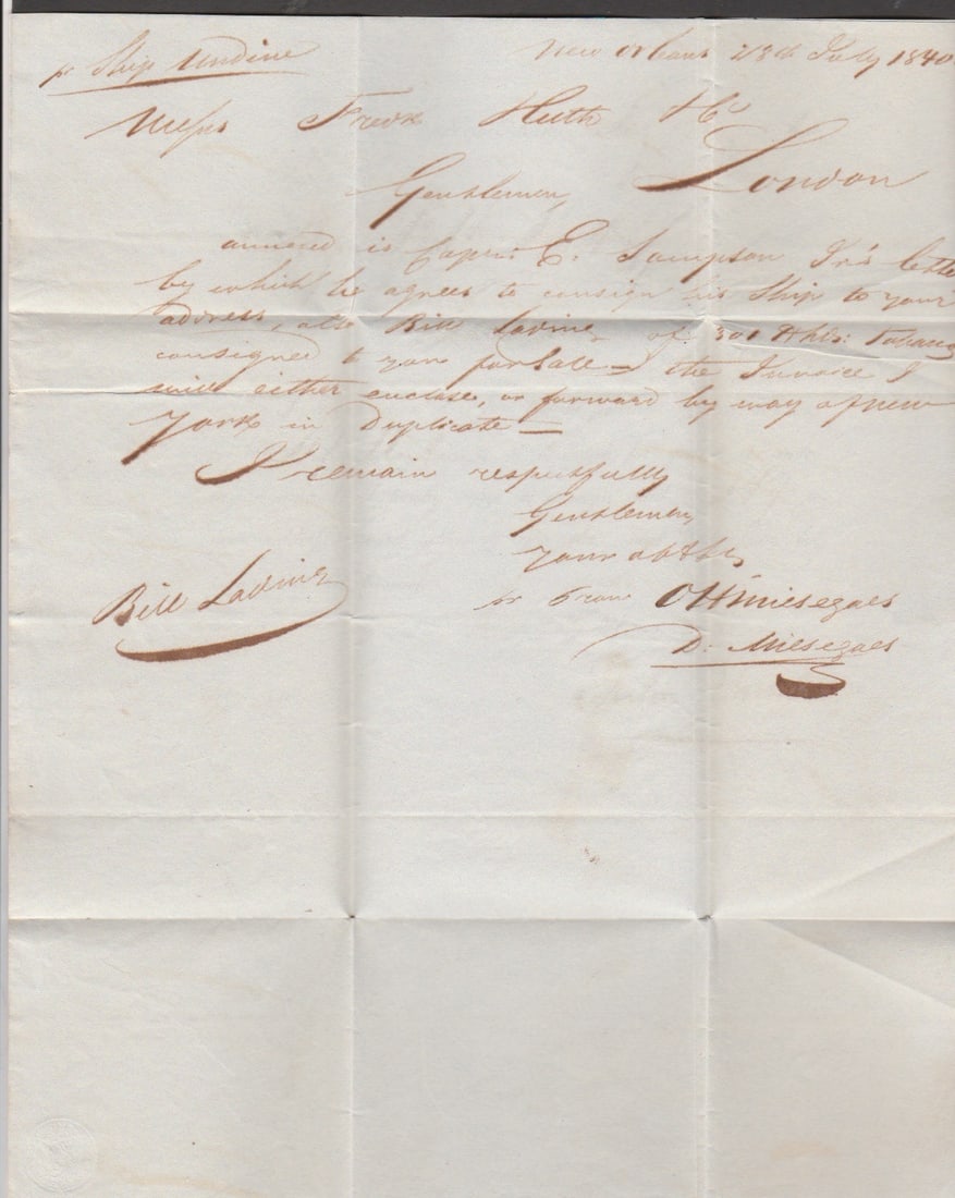 Title: Great Britain - Ship Letters 1940 Description: 1840 Entire letter from New Orleans to - 2