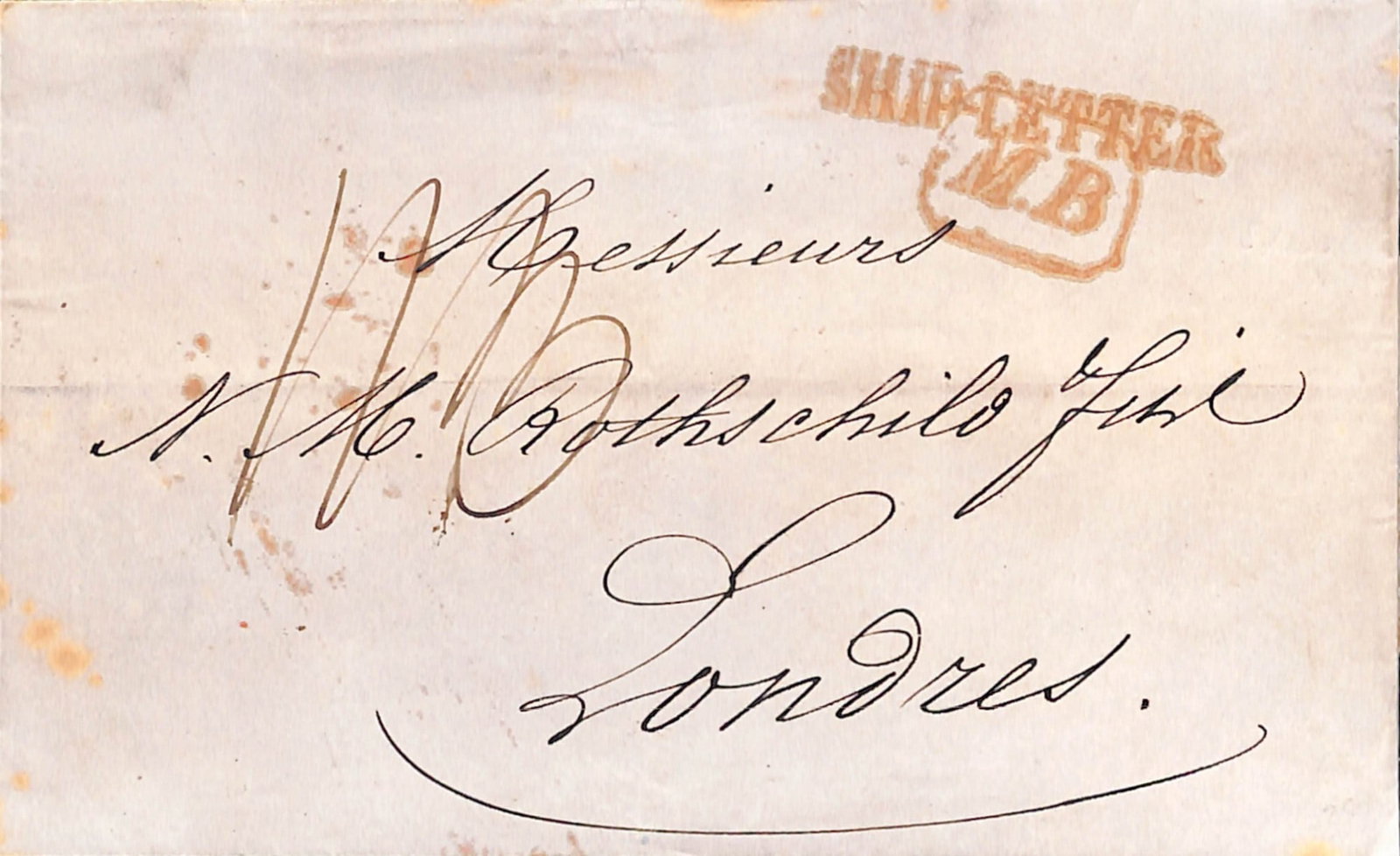 Title: G.B. - Ship Letters - London 1848 (Aug 7) Description: Entire from Havre to London, posted: Title: G.B. - Ship Letters - London 1848 (Aug 7) Description: Entire from Havre to London, posted into the Mobile Box, with red boxed "M.B" and straight line "SHIP LETTER". Condition: Used Delivery
