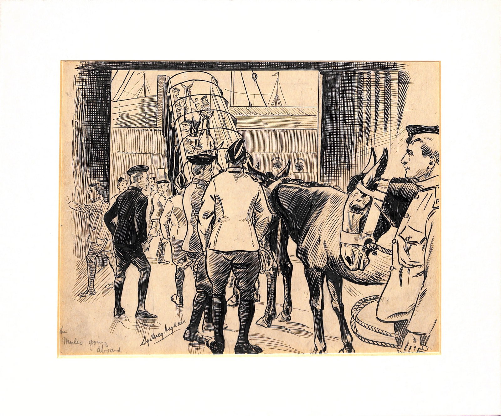 Title: Boer War 1899 Description: Pen & Ink sketch "Mules Going Abroad from the Albert Docks": Title: Boer War 1899 Description: Pen & Ink sketch "Mules Going Abroad from the Albert Docks" published 17th November 1899 for the Graphic by Sydney Heyham. Condition: New Delivery option: