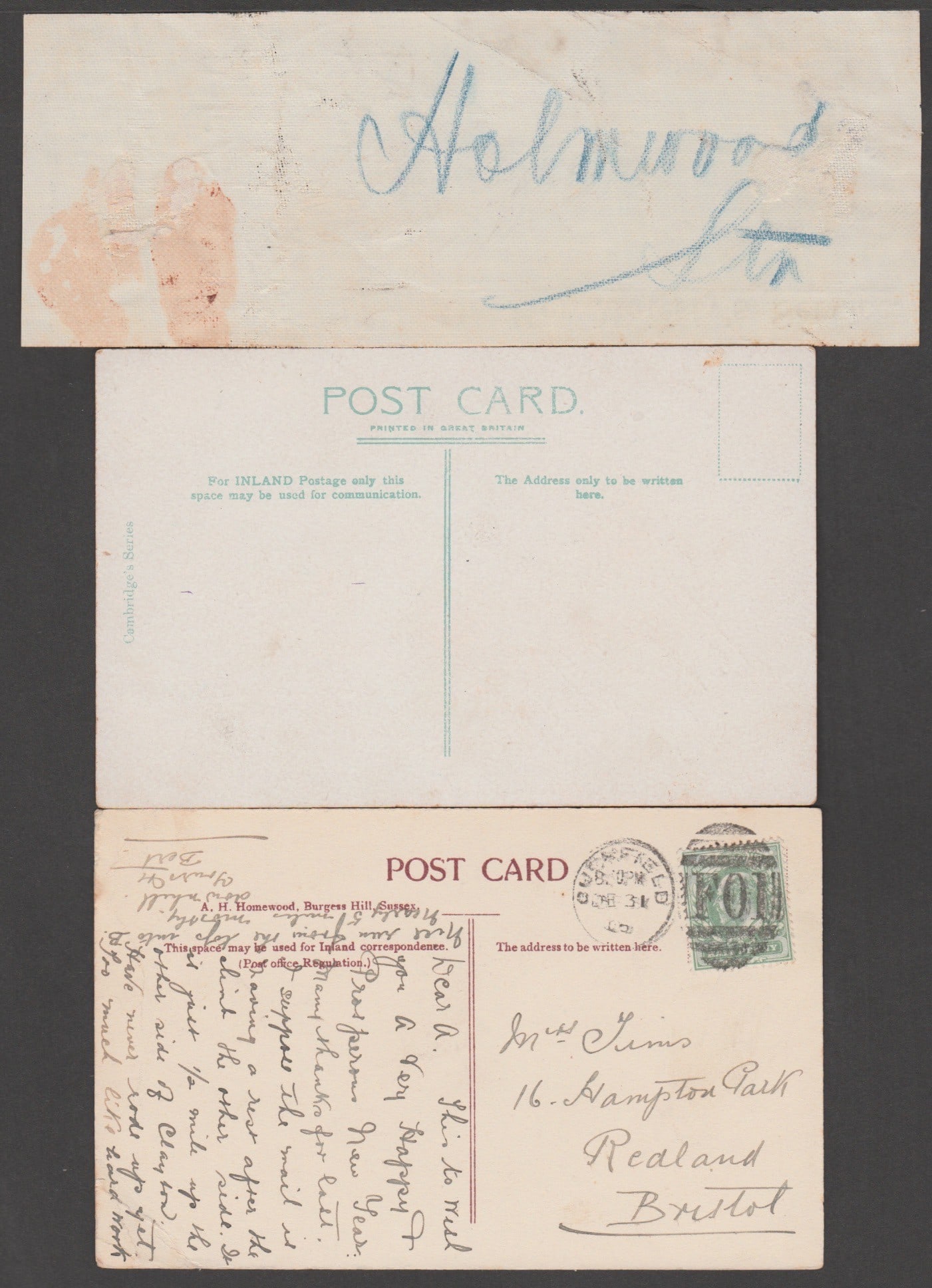 Title: Great Britain - Parcel Post c.1900 Description: G.P.O. O.H.M.S bag label for a mailbag - 2