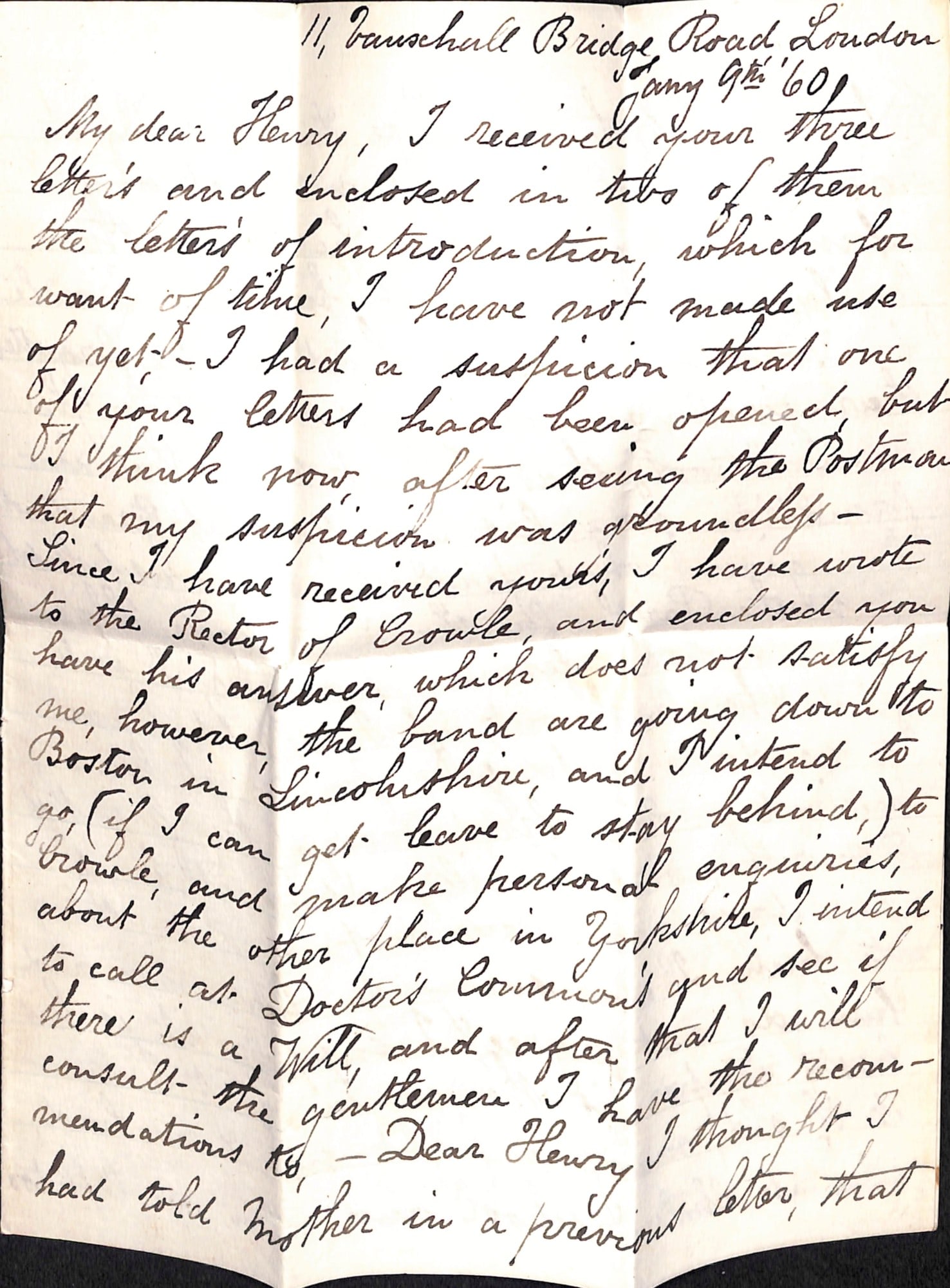 Title: G.B. - Military 1860 Description: Cover (with enclosed letter) headed "From Musician R. - 3