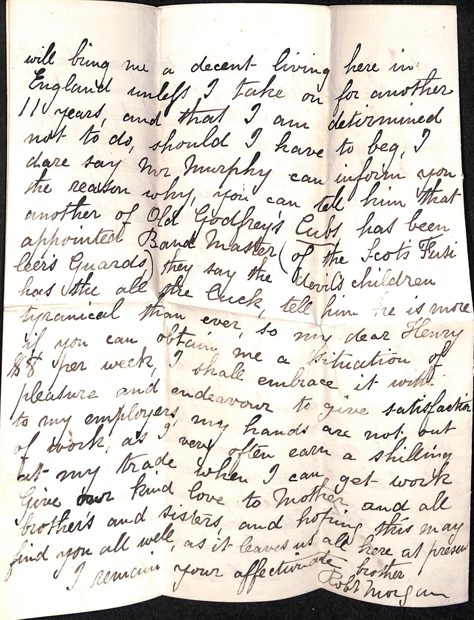 Title: G.B. - Military 1860 Description: Cover (with enclosed letter) headed "From Musician R. - 5