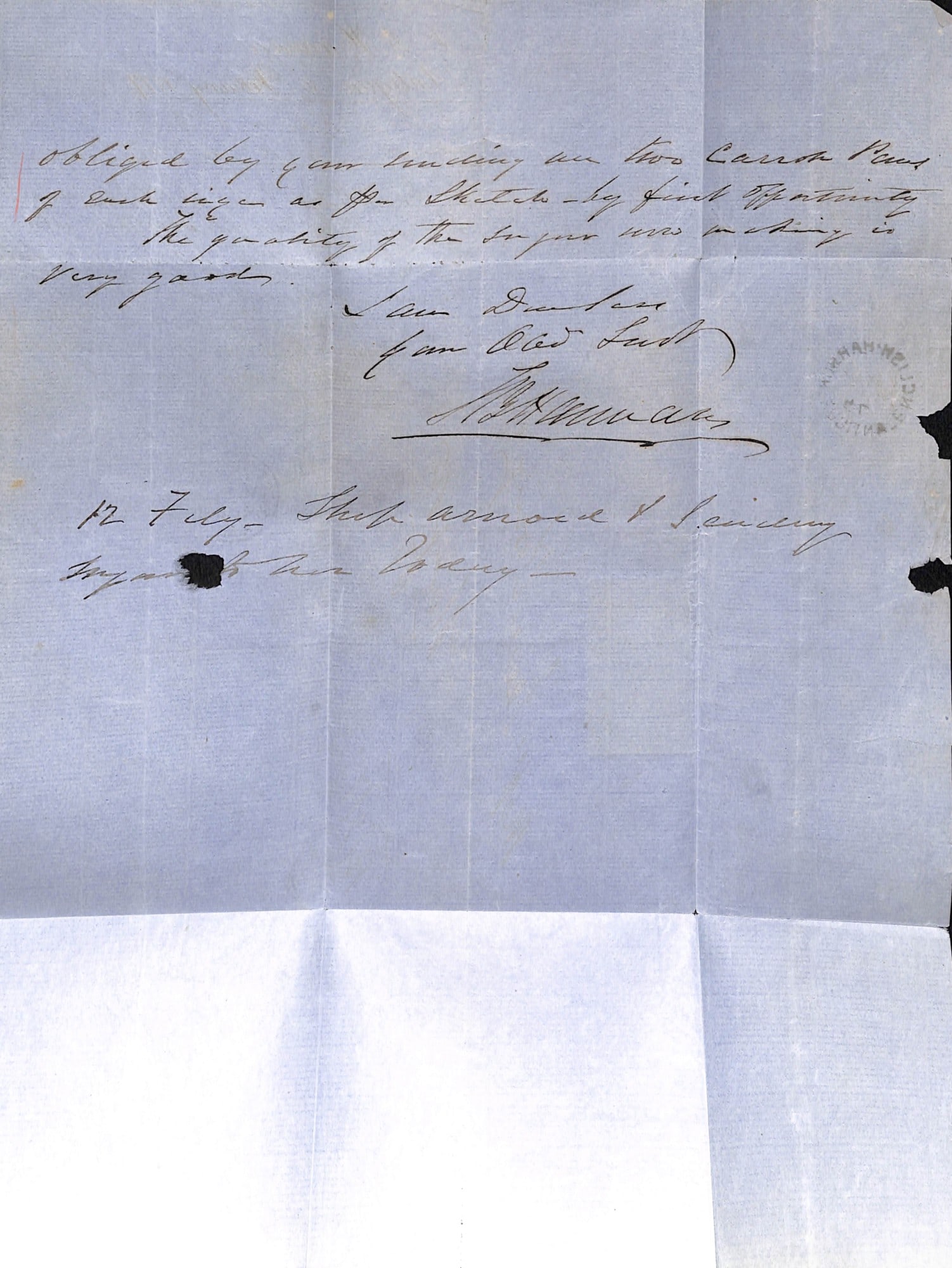 Title: Antigua - English Harbour 1877 (Feb. 12) Description: Entire to Scotland bearing perf 12 1/ - 3